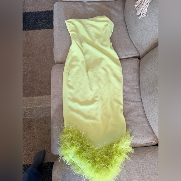 House of CB Lime Feather Trim Midi Dress - Picture 6 of 7